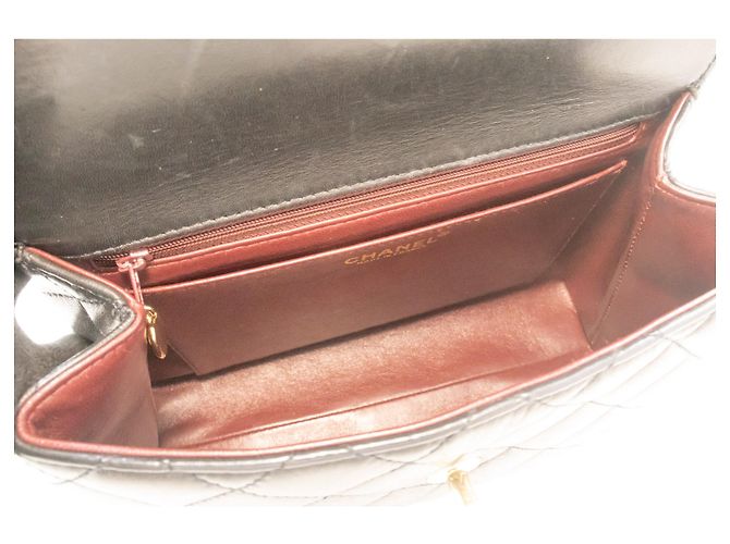 Borsa a mano CHANEL in Lamskin Top Handle Small Bag Kelly Black Flap Nero - vista 10