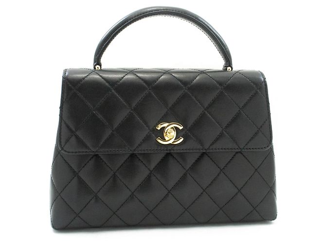 Borsa a mano CHANEL in Lamskin Top Handle Small Bag Kelly Black Flap Nero - vista 2