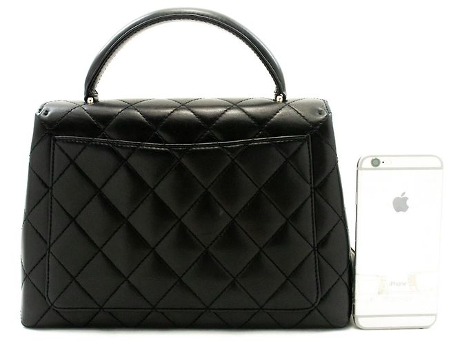 Borsa a mano CHANEL in Lamskin Top Handle Small Bag Kelly Black Flap Nero - vista 3