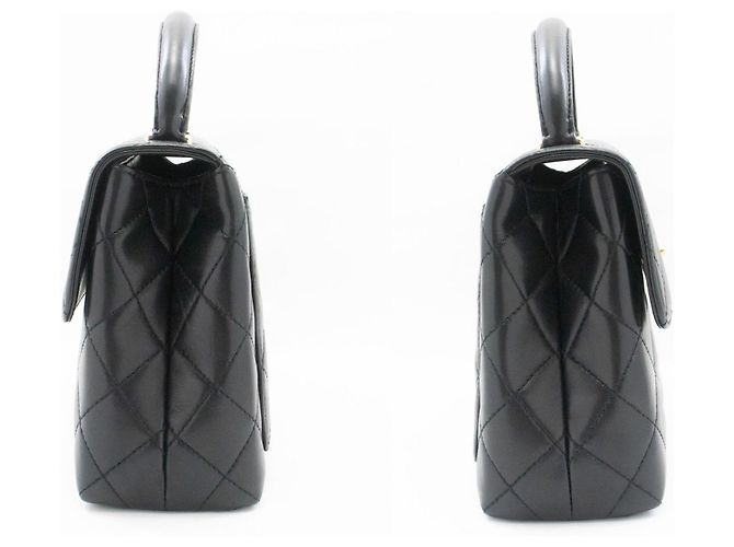 Borsa a mano CHANEL in Lamskin Top Handle Small Bag Kelly Black Flap Nero - vista 5