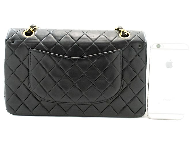 Borsa a tracolla con catena CHANEL Classic Double Flap 10" in pelle di agnello nera Nero - vista 3