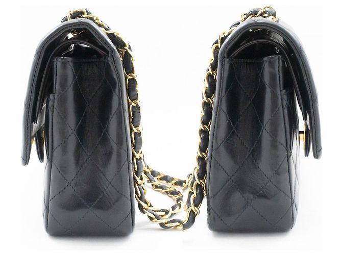 Borsa a tracolla con catena CHANEL Classic Double Flap 10" in pelle di agnello nera Nero - vista 5