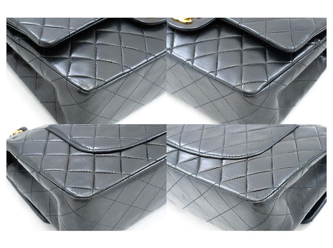 Borsa a tracolla con catena CHANEL Classic Double Flap 10" in pelle di agnello nera Nero - vista 6