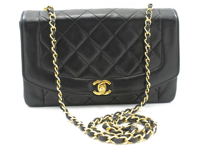 Borsa a tracolla CHANEL Diana Flap con catena in pelle d'agnello matelassé nera Nero - vista 2