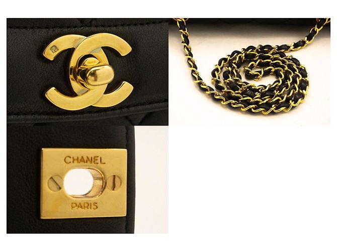 Borsa a tracolla CHANEL Diana Flap con catena in pelle d'agnello matelassé nera Nero - vista 7