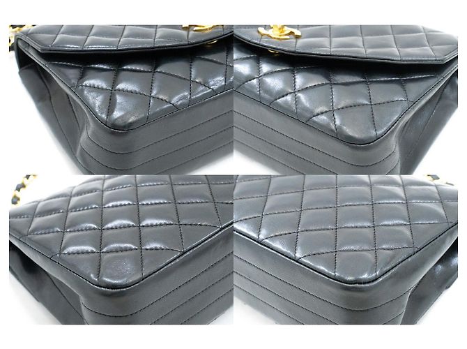 Bolsa de Ombro com Corrente Meia Lua CHANEL Tiracolo Preta Matelassê com Aba Preto - vista 6