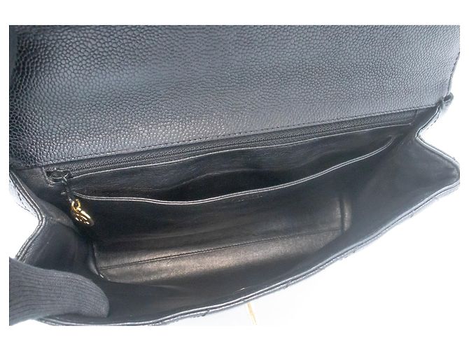 Bolso CHANEL de piel de becerro granulada Bolso de asa superior Kelly Black Flap Negro - vista 10