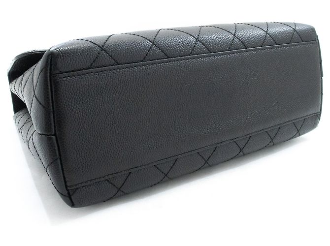 Bolso CHANEL de piel de becerro granulada Bolso de asa superior Kelly Black Flap Negro - vista 4