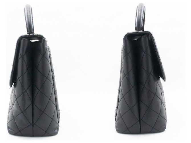 Bolso CHANEL de piel de becerro granulada Bolso de asa superior Kelly Black Flap Negro - vista 5