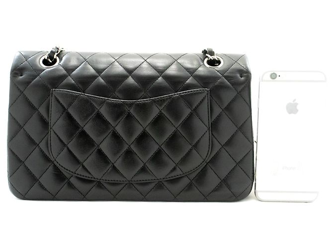 Borsa a tracolla con catena CHANEL Classic Double Flap 10" in pelle di agnello nera Nero - vista 3