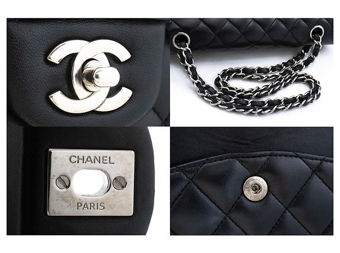 Borsa a tracolla con catena CHANEL Classic Double Flap 10" in pelle di agnello nera Nero - vista 7
