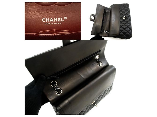 Borsa a tracolla con catena CHANEL Classic Double Flap 10" in pelle di agnello nera Nero - vista 8