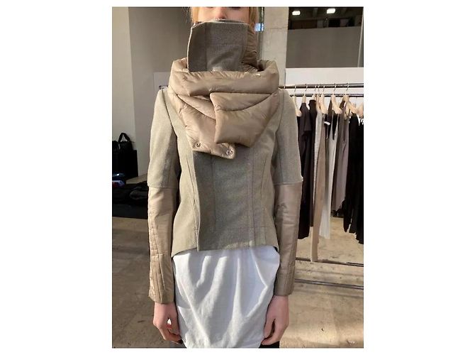 Veste Rick Owens Performa F/W 20 en mélange de laine Marron Beige - vue 7