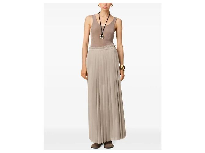 Autre Marque Falda Maxi Plisada AMI Alexandre Mattiussi Beige - vista 7
