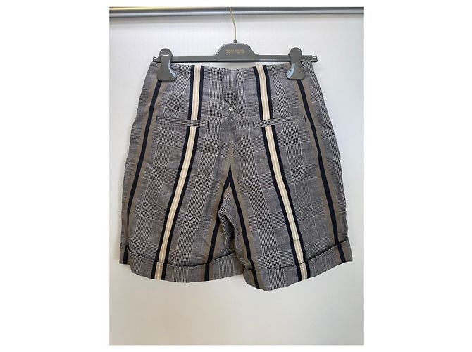 Pantaloncini a quadri con righe Lorena Antoniazzi Marrone Nero Bianco Grigio - vista 2