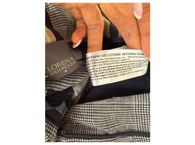 Pantaloncini a quadri con righe Lorena Antoniazzi Marrone Nero Bianco Grigio - vista 3