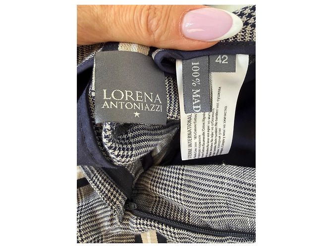 Pantaloncini a quadri con righe Lorena Antoniazzi Marrone Nero Bianco Grigio - vista 4