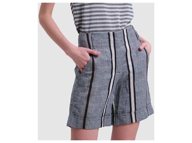 Pantaloncini a quadri con righe Lorena Antoniazzi Marrone Nero Bianco Grigio - vista 5