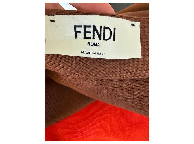 Fendi Colorblock-Wollrock Braun Weiß Rot - Ansicht 3