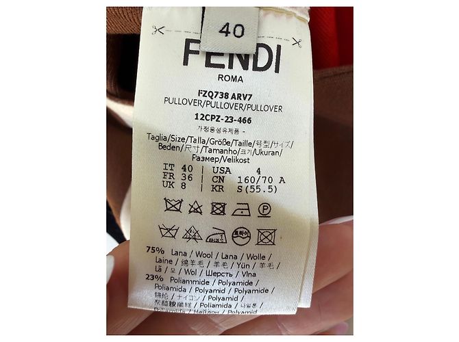 Fendi Colorblock-Wollrock Braun Weiß Rot - Ansicht 4