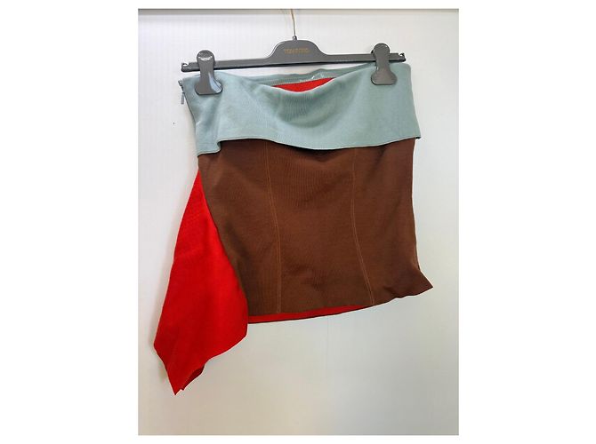 Fendi Colorblock trägerloses Top Braun Rot Hellblau - Ansicht 2