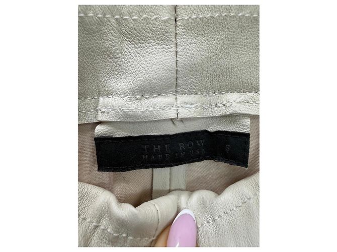 Pantalones de piel de cordero The Row Beige - vista 2