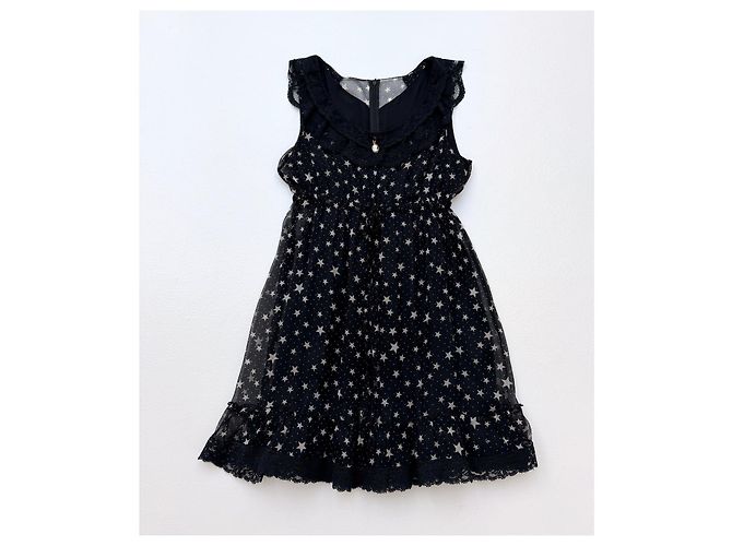 Vestido Dolce & Gabbana de seda com estrelas e renda Cameo Preto - vista 2