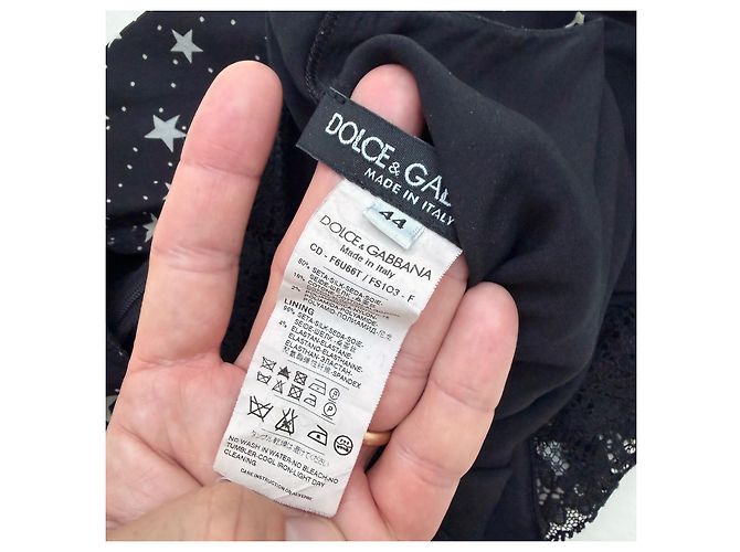 Vestido Dolce & Gabbana de seda com estrelas e renda Cameo Preto - vista 6