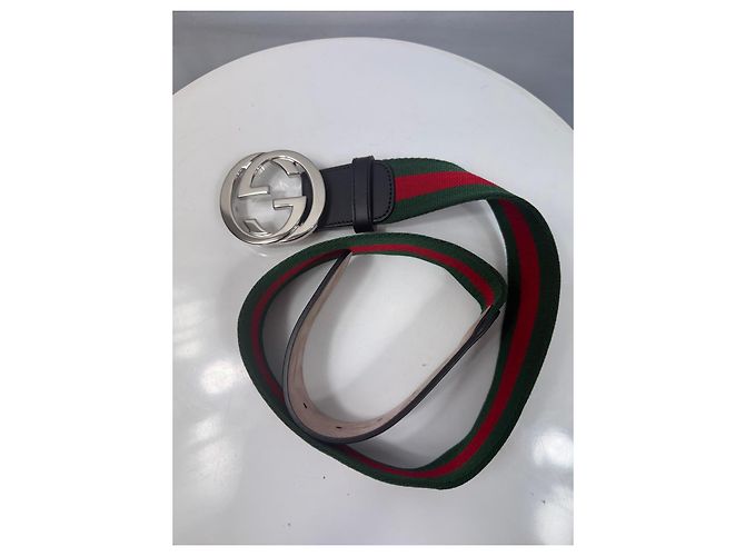 Cintura Gucci GG Marmont Web Nero Rosso Verde - vista 2