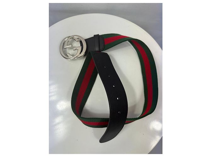 Cintura Gucci GG Marmont Web Nero Rosso Verde - vista 3