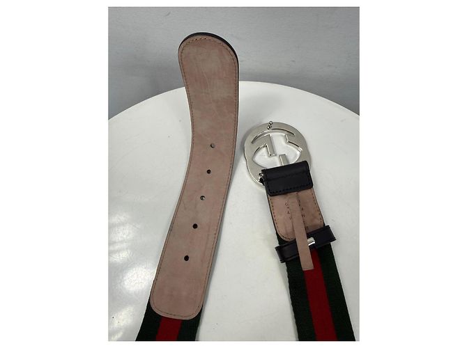 Cintura Gucci GG Marmont Web Nero Rosso Verde - vista 4