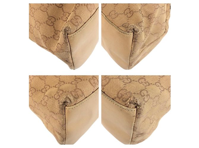 Borsa Gucci Bamboo Marrone Beige in Tela - vista 4