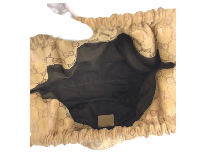 Borsa Gucci Bamboo Marrone Beige in Tela - vista 8
