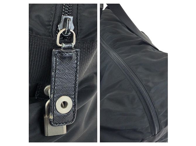 Borsa Boston Prada Tessuto Saffiano Nero - vista 6