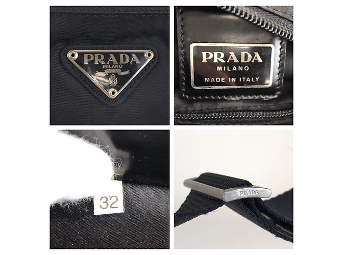Prada Tessuto Triangle Logo Shoulder Bag Black - view 4