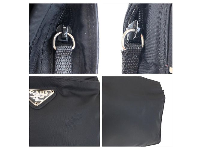 Prada Tessuto Triangle Logo Shoulder Bag Black - view 5
