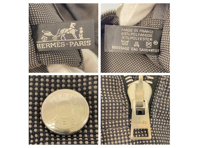 Hermès Sac cabas en toile Hermes Gris - vue 4