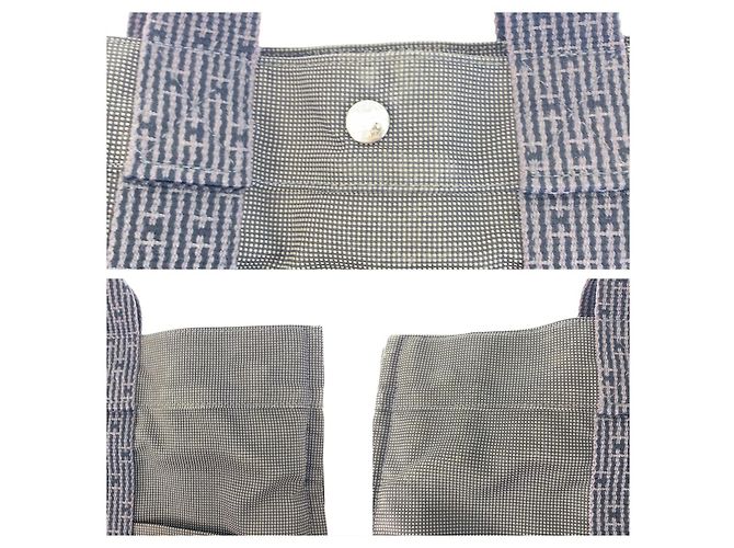 Hermès Sac cabas en toile Hermes Gris - vue 5