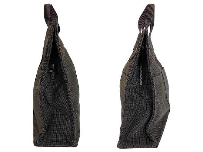 Hermès Sac cabas en toile Hermes Gris - vue 8