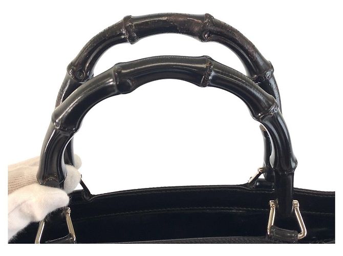 Gucci Bamboo Nylon Tote Bag Schwarz - Ansicht 8