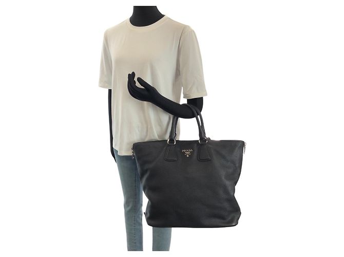 Saco Tote Prada VITELLO DAINO Preto - vista 7
