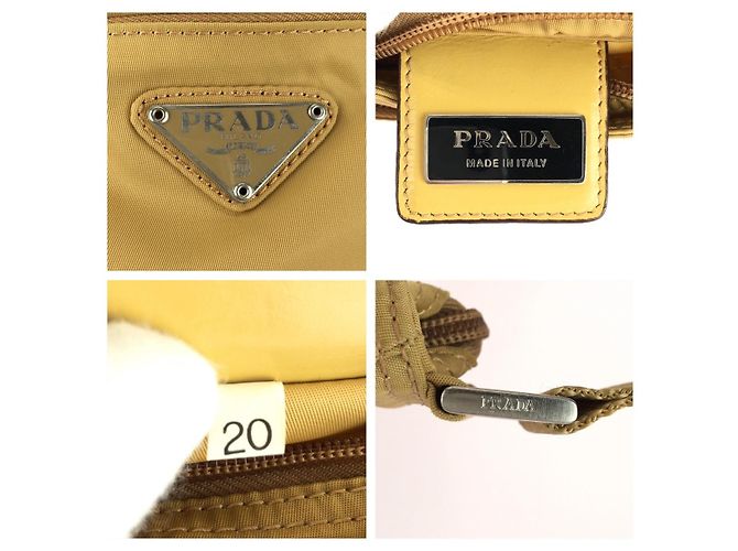 Bolsa de ombro Prada Tessuto com logótipo triangular Marrom Bege - vista 4