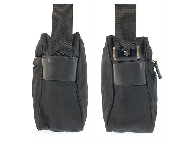 Borsa a tracolla Prada Tessuto con logo triangolare Nero - vista 7