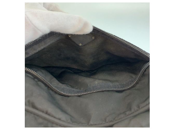 Borsa a tracolla Prada Tessuto con logo triangolare Nero - vista 9