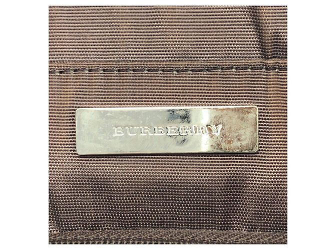 Sacola Burberry Check Canvas Leather Marrom Bege - vista 4