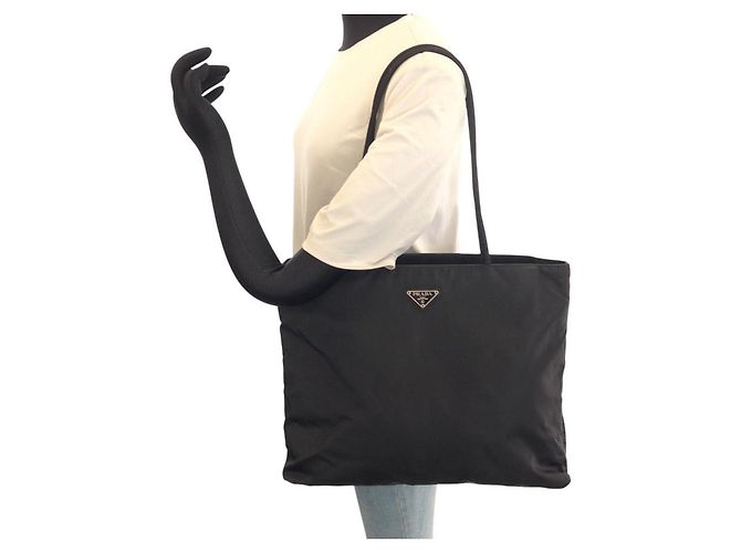 Borsa Tote Prada Tessuto Nero - vista 7