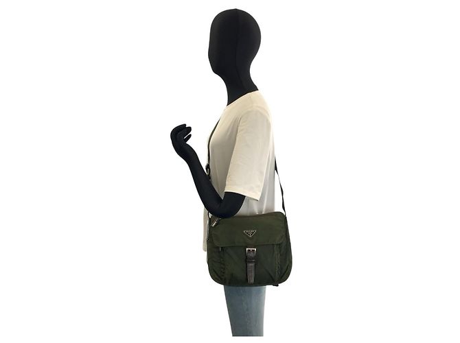 Borsa a tracolla Prada Tessuto con logo triangolare Marrone Beige - vista 7