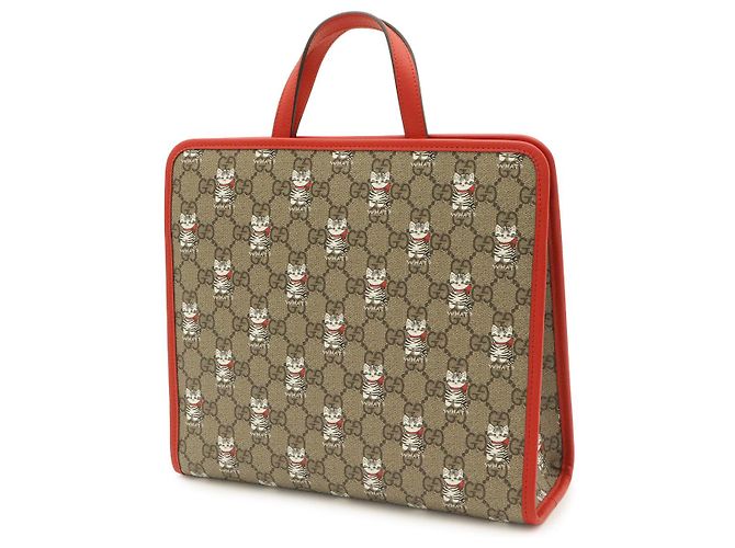 Gucci GG Supreme Tote mit Katzen-Print Braun Beige - Ansicht 2
