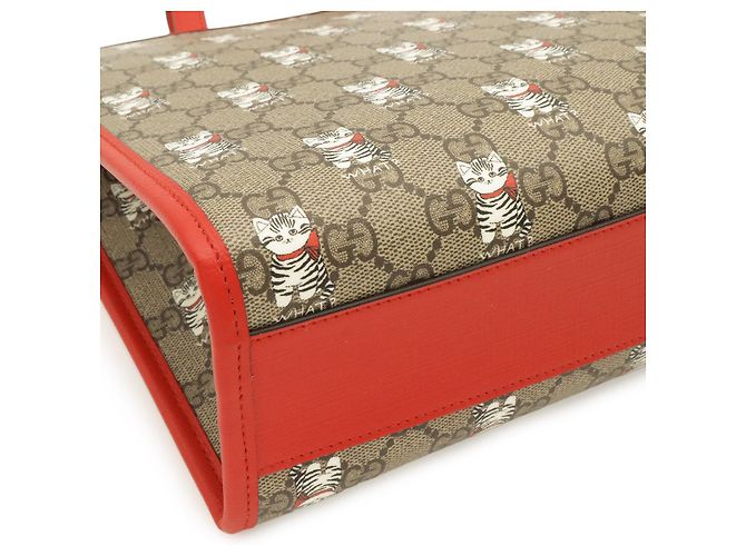 Gucci GG Supreme Tote mit Katzen-Print Braun Beige - Ansicht 3