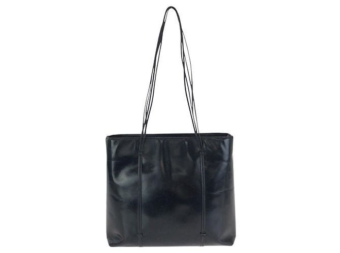 Borsa Tote Prada Nera Smalto Nero - vista 2